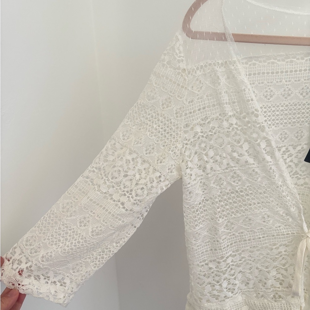 White Lace Cover-Up beach bikini cover lace NWT medium large zanzea - Picture 2 of 8